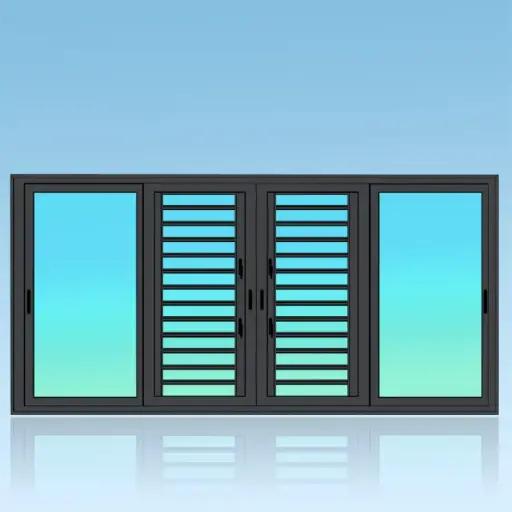Coulissant porte 4 vantaux 2 rails + jalousies